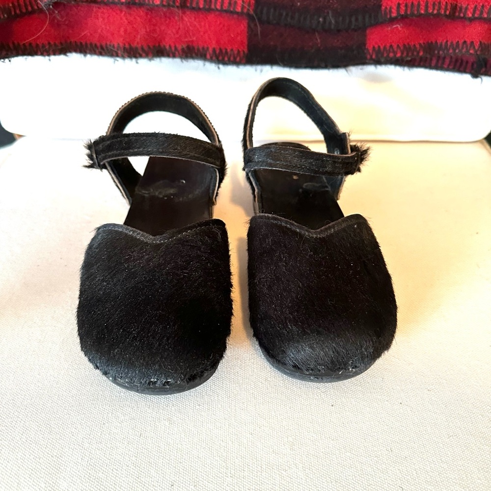 Sven black calf hair Mary Jane clog sandals sz 37/6.5-7 woman’s